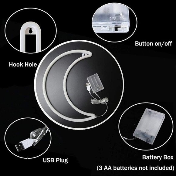 NEW LED Blue Moon Neon Light, Cute Neon Moon Sign, - Picture 9 of 10